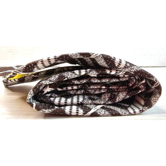 Brown & White Plaid Patterned Tie With Yellow Accent By Liebert - Picture 3 of 9